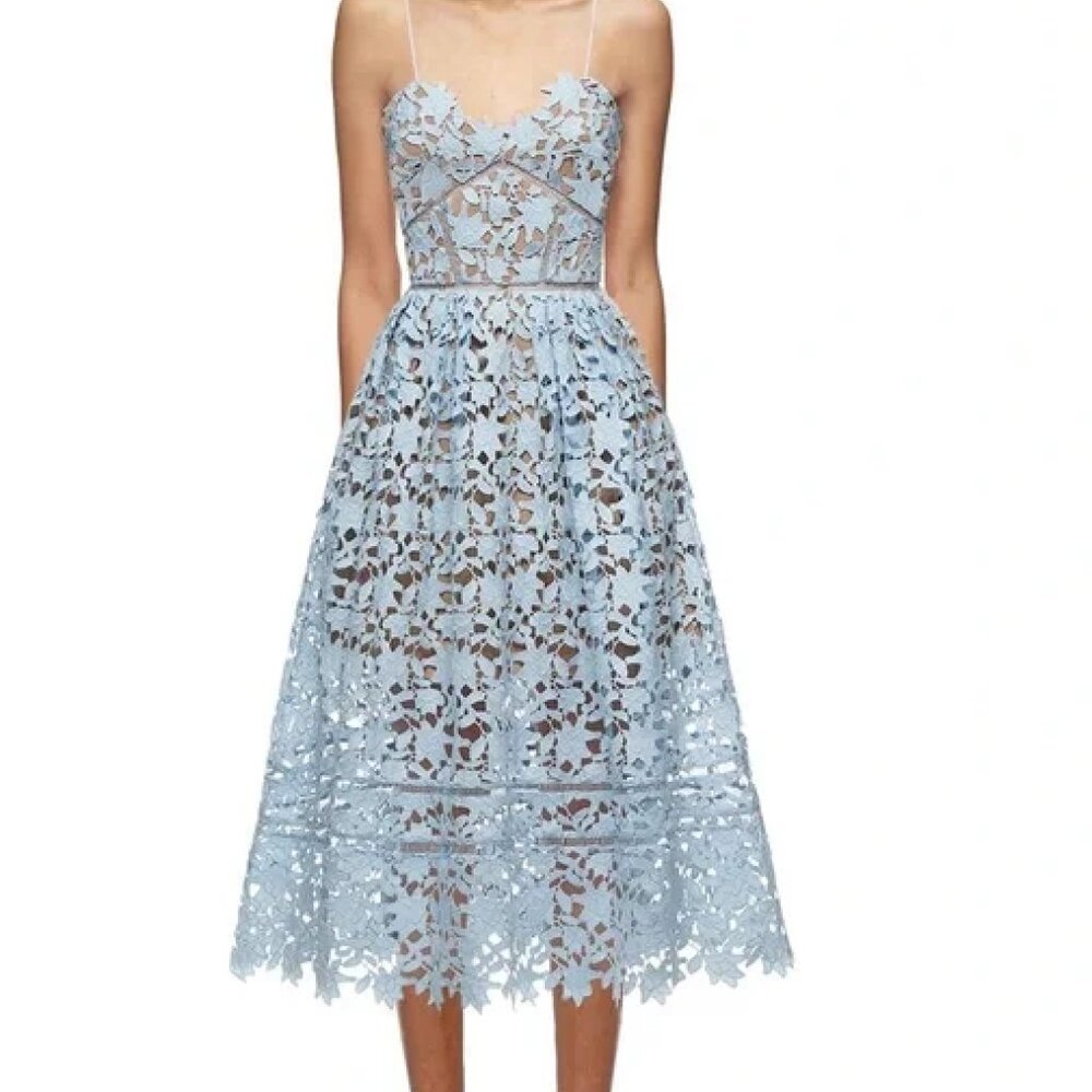 SELF-PORTRAIT Azaelea lace dress - Light Blue